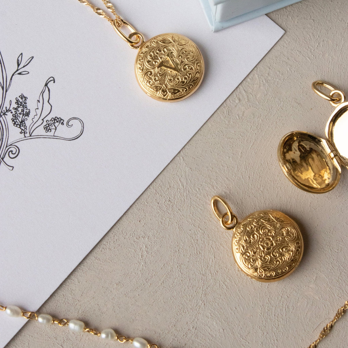 Fraiche Vintage Monogram Locket - V - SO PRETTY CARA COTTER
