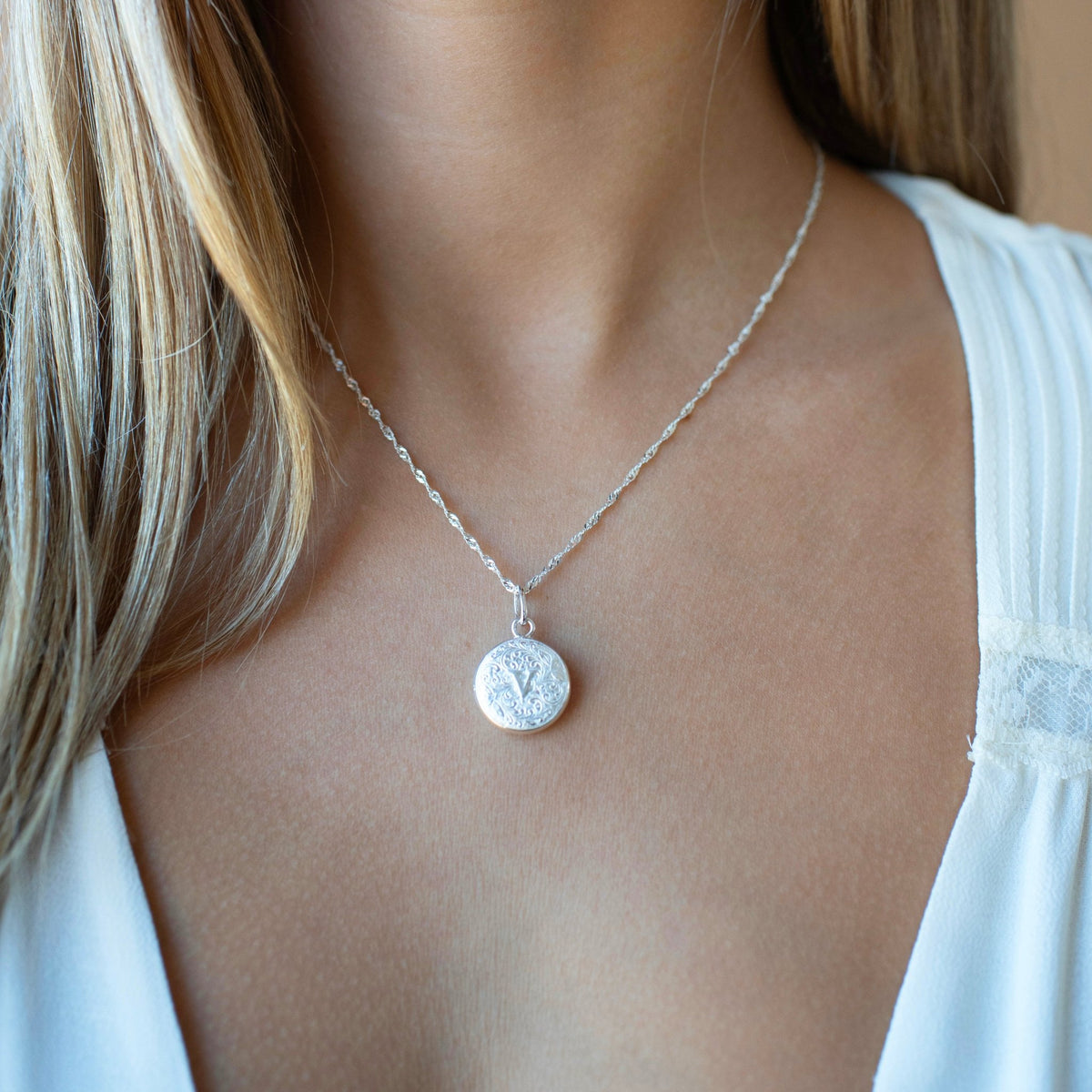 Fraiche Vintage Monogram Locket - V - SO PRETTY CARA COTTER