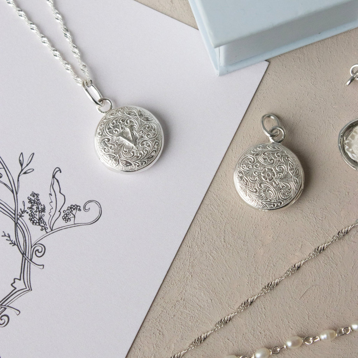 Fraiche Vintage Monogram Locket - V - SO PRETTY CARA COTTER