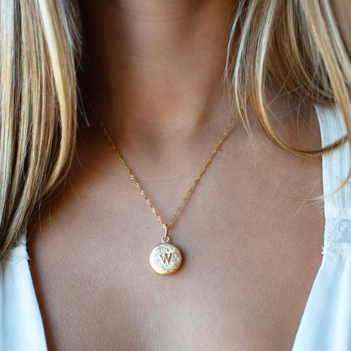 Fraiche Vintage Monogram Locket - W - SO PRETTY CARA COTTER