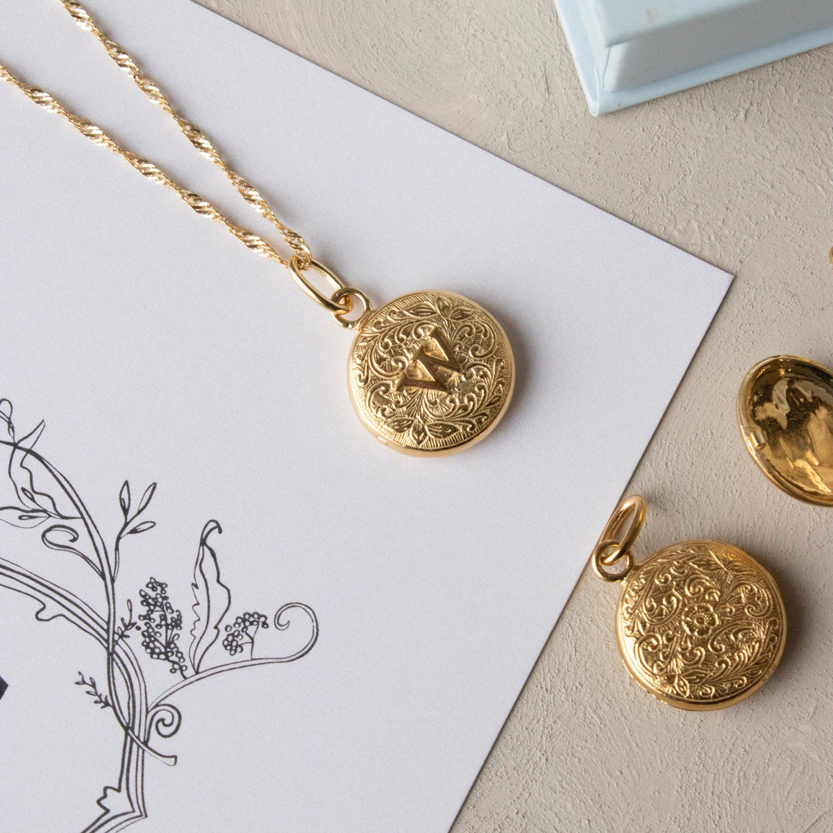 Fraiche Vintage Monogram Locket - W - SO PRETTY CARA COTTER