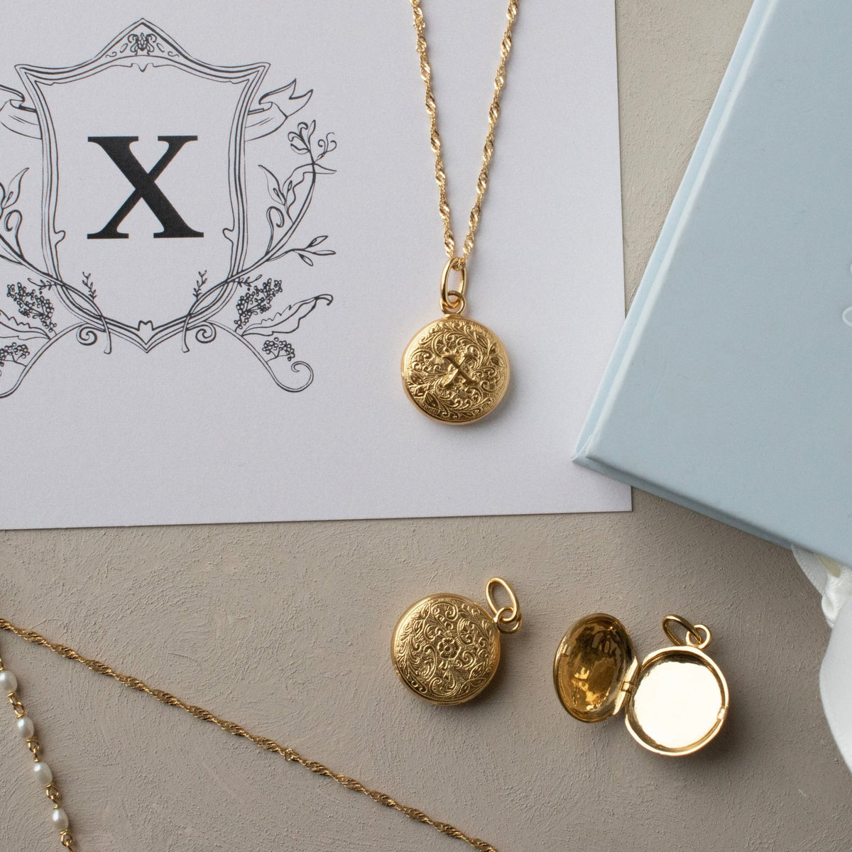 Fraiche Vintage Monogram Locket - X - SO PRETTY CARA COTTER