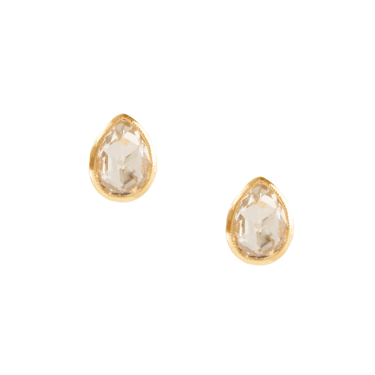 FRAICHE VINTAGE PATRICIA PEAR STUDS - WHITE TOPAZ &amp; GOLD - SO PRETTY CARA COTTER