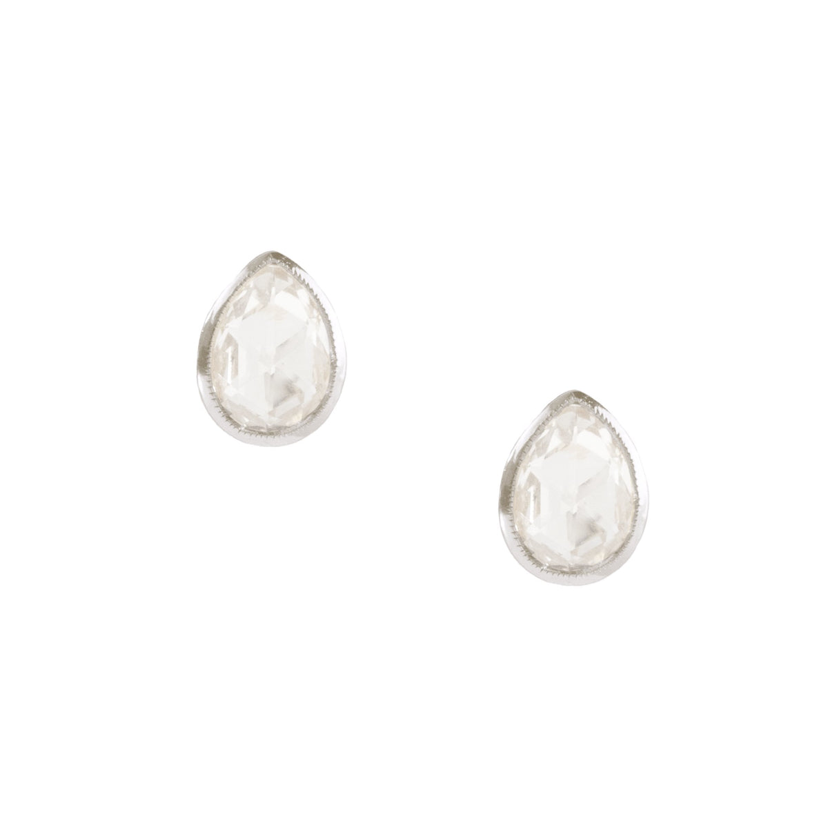 FRAICHE VINTAGE PATRICIA PEAR STUDS - WHITE TOPAZ &amp; SILVER - SO PRETTY CARA COTTER