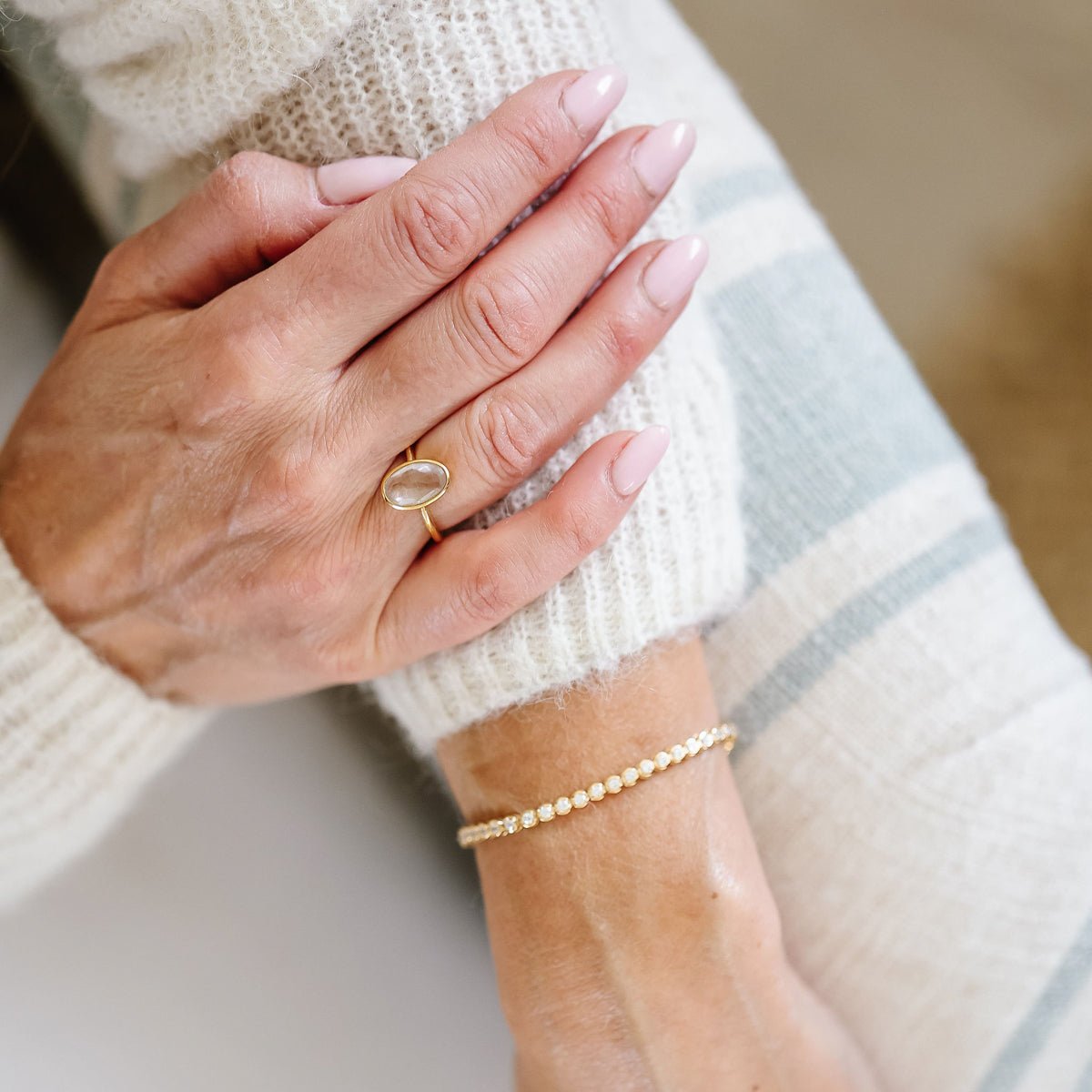 FRAICHE VINTAGE PEGGY RING - WHITE TOPAZ &amp; GOLD - SO PRETTY CARA COTTER