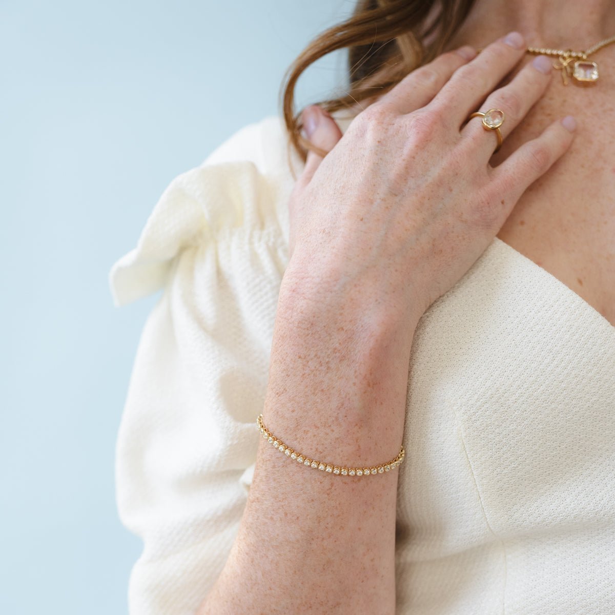 FRAICHE VINTAGE TENNIS BRACELET - CUBIC ZIRCONIA &amp; GOLD - SO PRETTY CARA COTTER