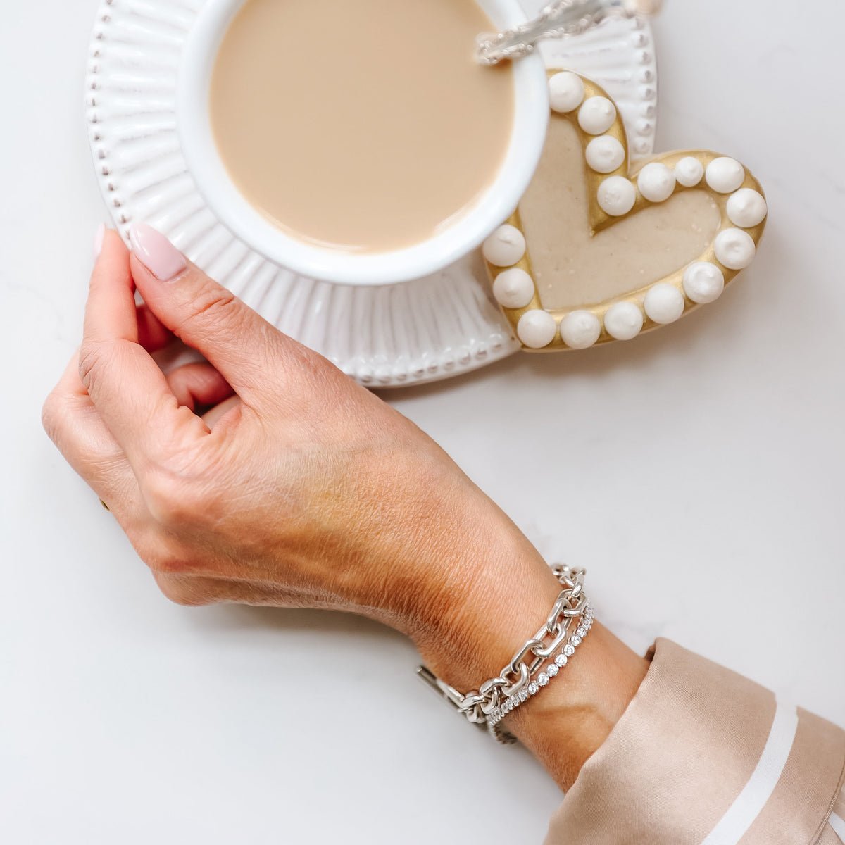 FRAICHE VINTAGE TENNIS BRACELET - CUBIC ZIRCONIA &amp; SILVER - SO PRETTY CARA COTTER