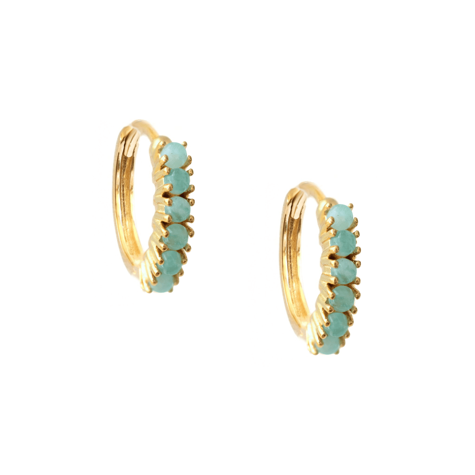 GLEE HUGGIE HOOPS - AMAZONITE & GOLD - SO PRETTY CARA COTTER