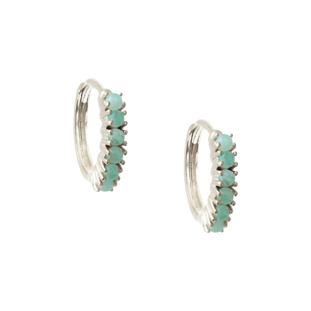 GLEE HUGGIE HOOPS - AMAZONITE & GOLD - SO PRETTY CARA COTTER