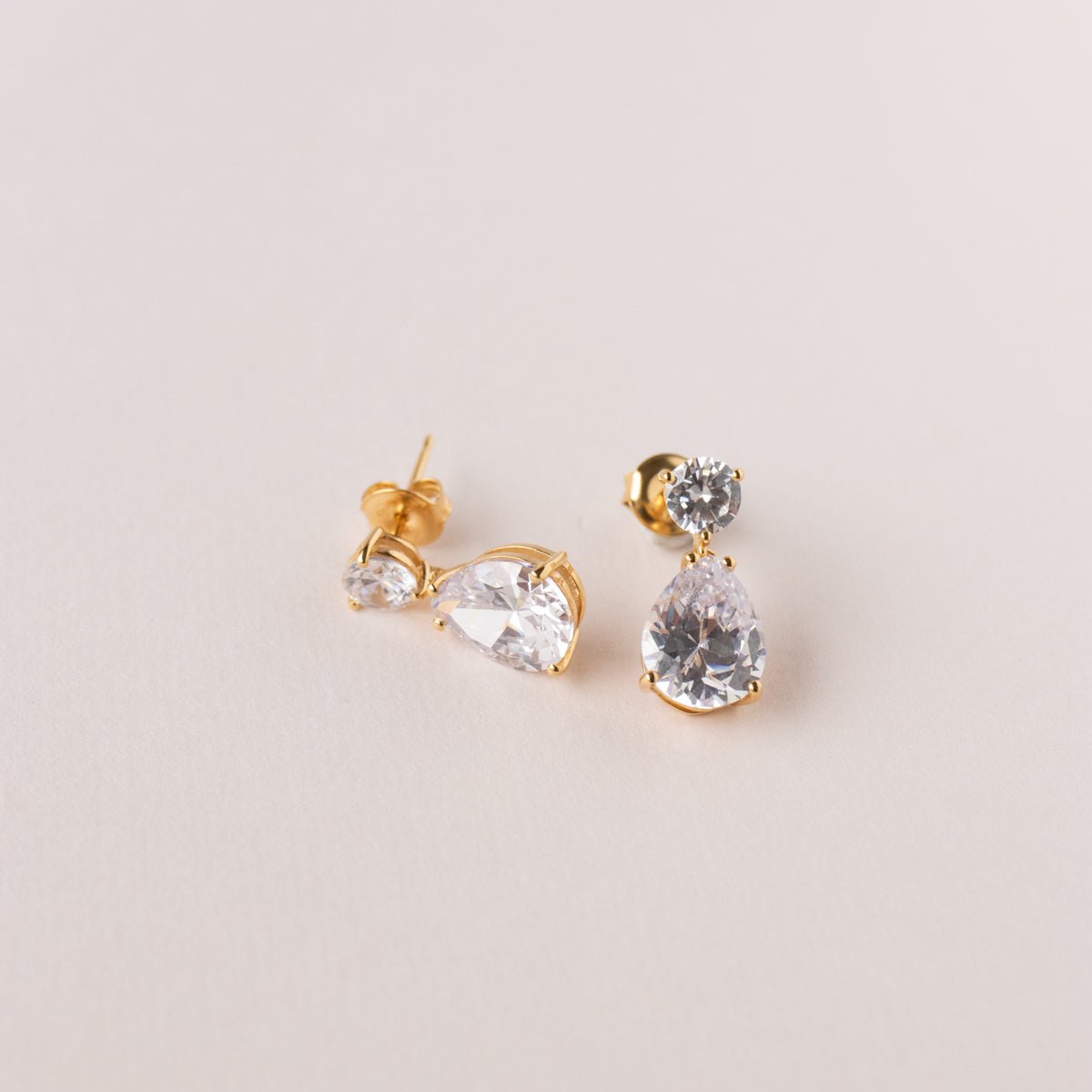 HARMONY PEAR DROP EARRINGS - CUBIC ZIRCONIA &amp; GOLD - SO PRETTY CARA COTTER