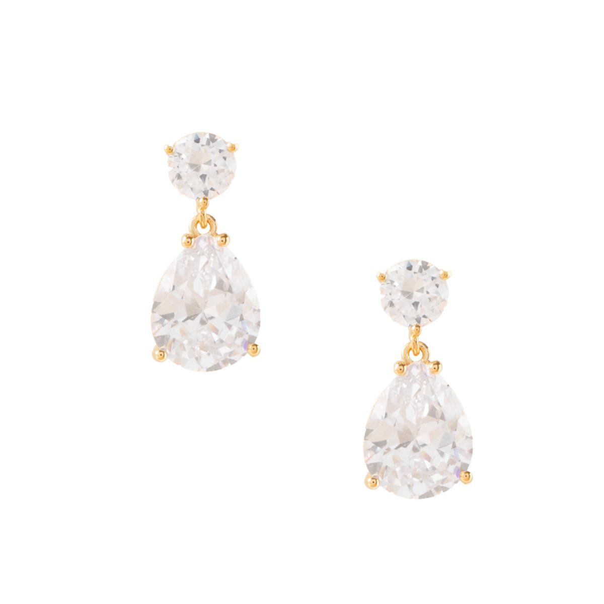 HARMONY PEAR DROP EARRINGS - CUBIC ZIRCONIA &amp; GOLD - SO PRETTY CARA COTTER