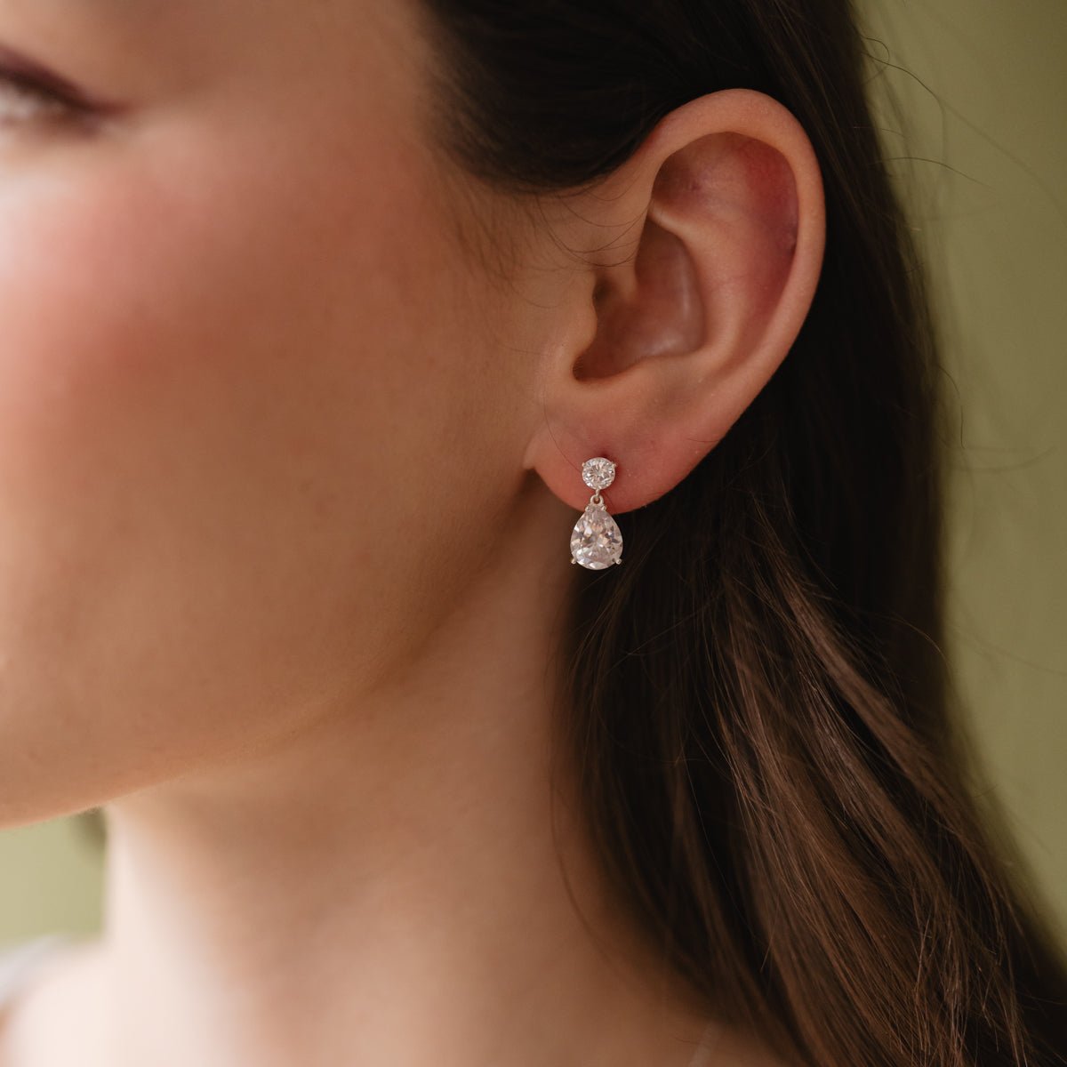 HARMONY PEAR DROP EARRINGS - CUBIC ZIRCONIA & SILVER - SO PRETTY CARA COTTER