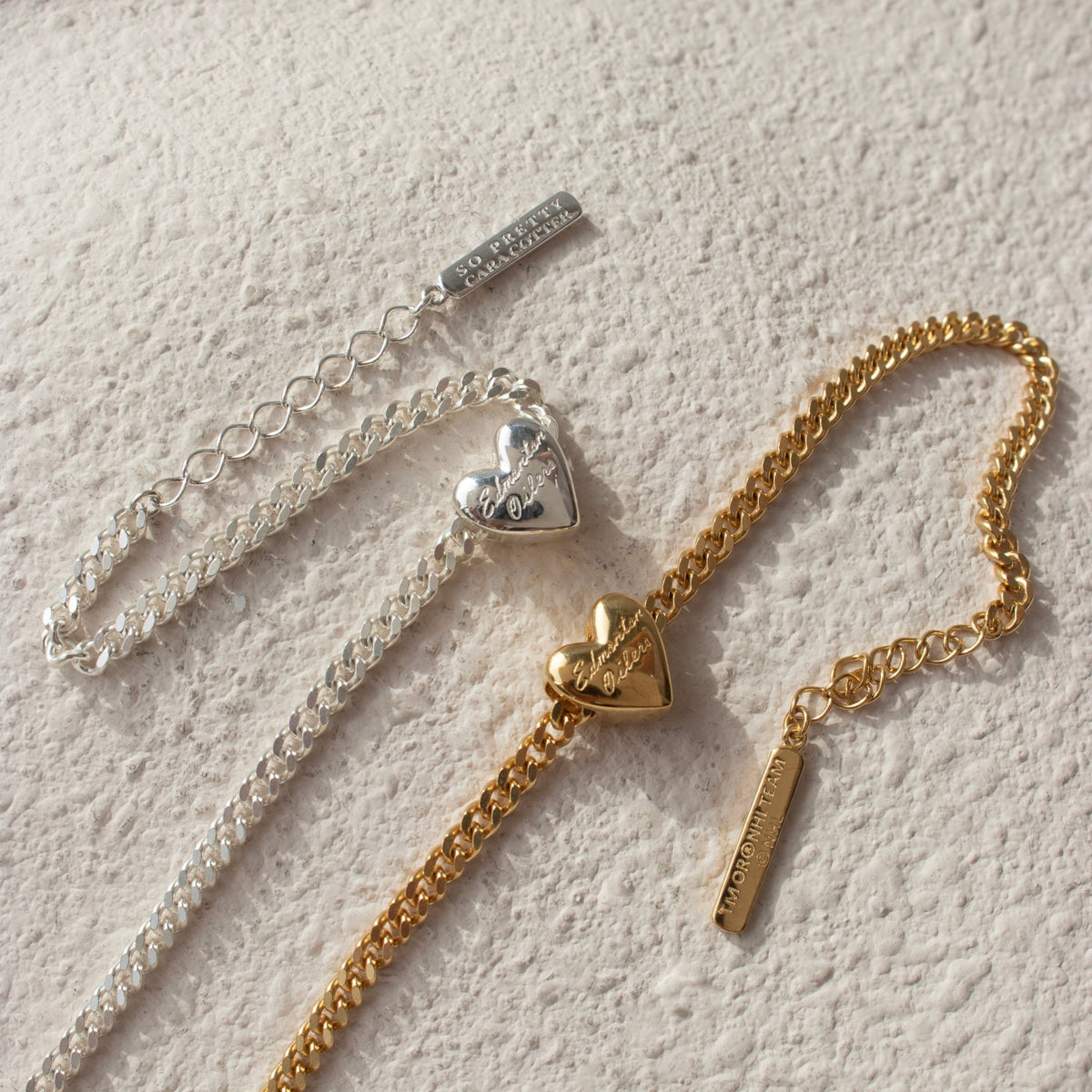 “I Love My Edmonton Oilers” Slider Heart Charm Chain Bracelet - SO PRETTY CARA COTTER