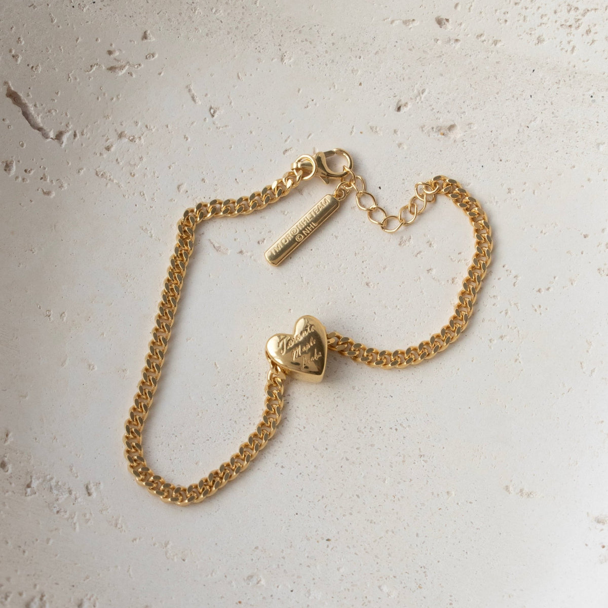 “I Love My Toronto Maple Leafs” Slider Heart Charm Chain Bracelet - SO PRETTY CARA COTTER