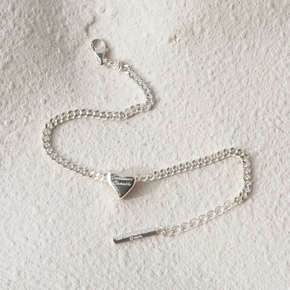 “I Love My Vancouver Canucks” Slider Heart Charm Chain Bracelet - SO PRETTY CARA COTTER