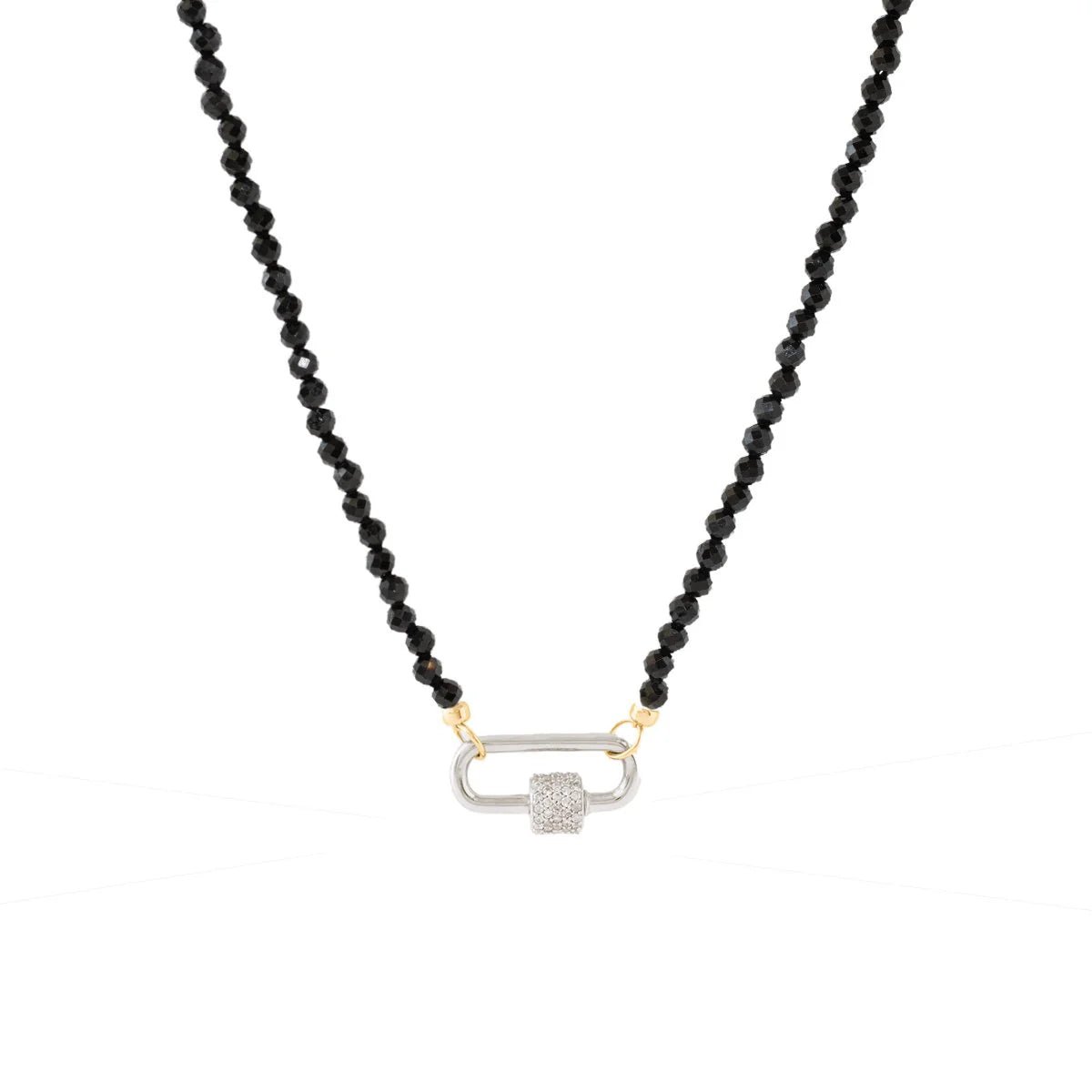 ICONIC BEADED OPEN ENDED NECKLACE - BLACK ONYX &amp; GOLD - CHOOSE CONNECTOR - SO PRETTY CARA COTTER