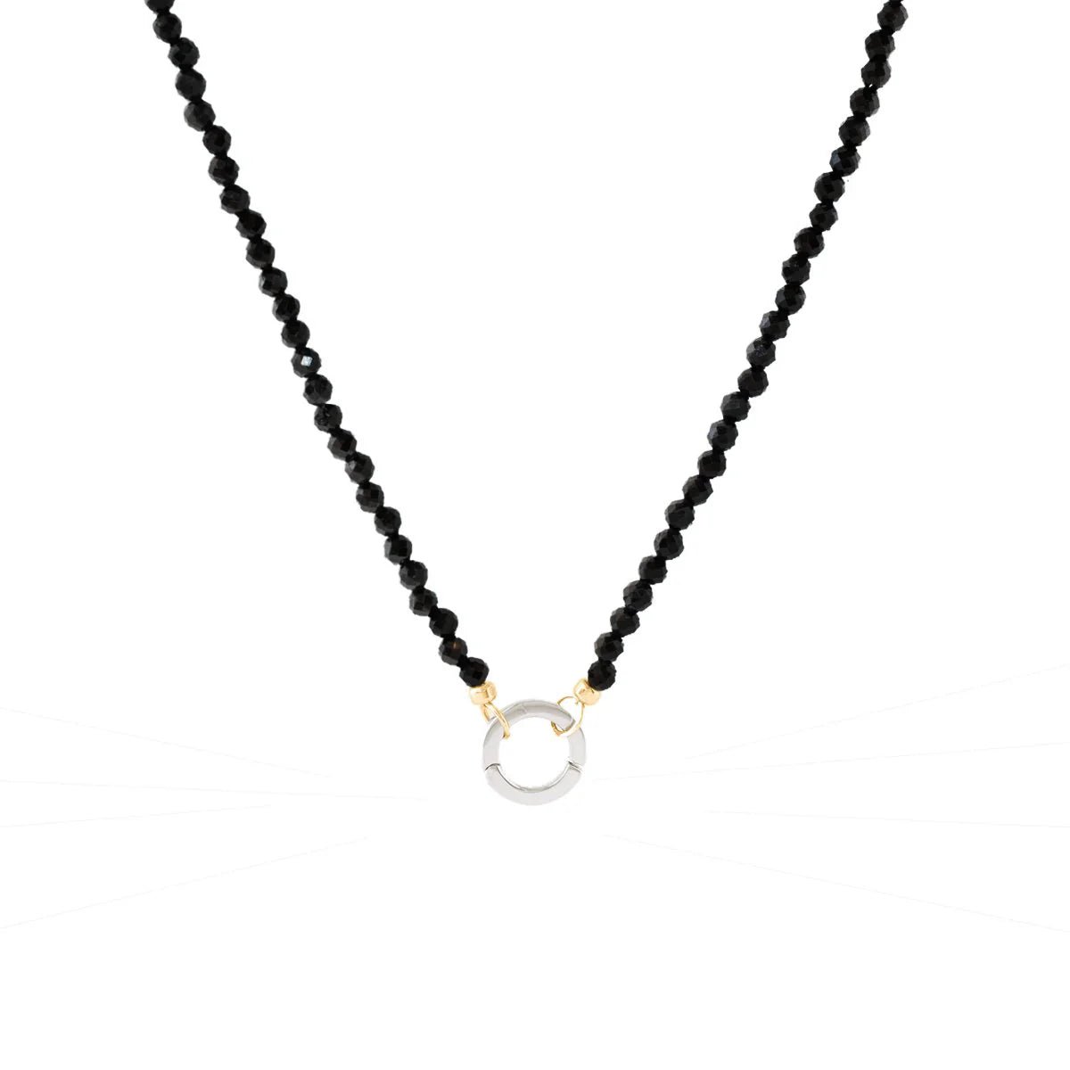 ICONIC BEADED OPEN ENDED NECKLACE - BLACK ONYX &amp; GOLD - CHOOSE CONNECTOR - SO PRETTY CARA COTTER