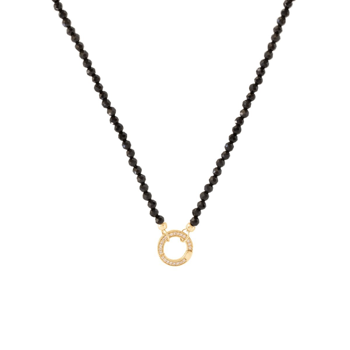 ICONIC BEADED OPEN ENDED NECKLACE - BLACK ONYX &amp; GOLD - CHOOSE CONNECTOR - SO PRETTY CARA COTTER