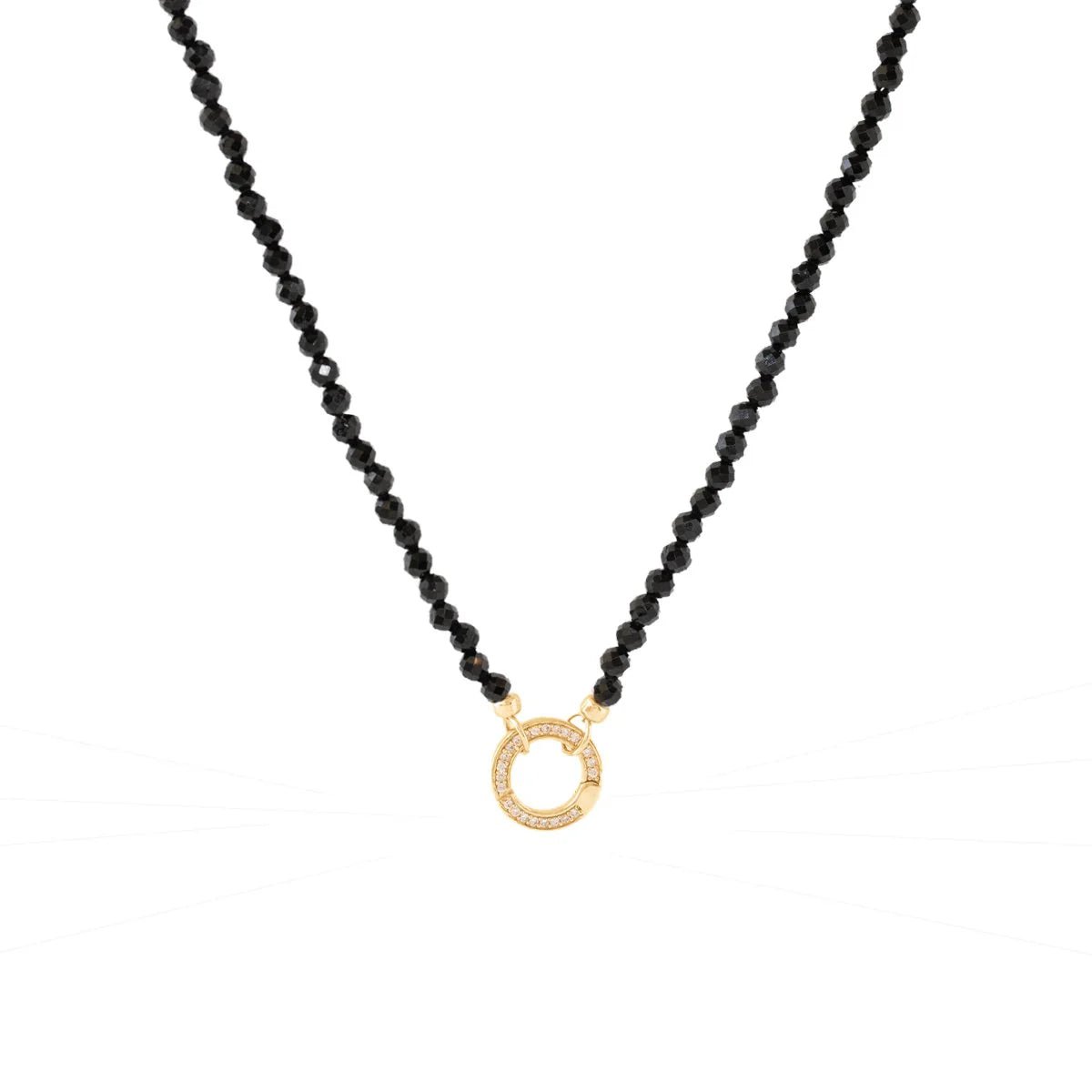 ICONIC BEADED OPEN ENDED NECKLACE - BLACK ONYX &amp; GOLD - CHOOSE CONNECTOR - SO PRETTY CARA COTTER