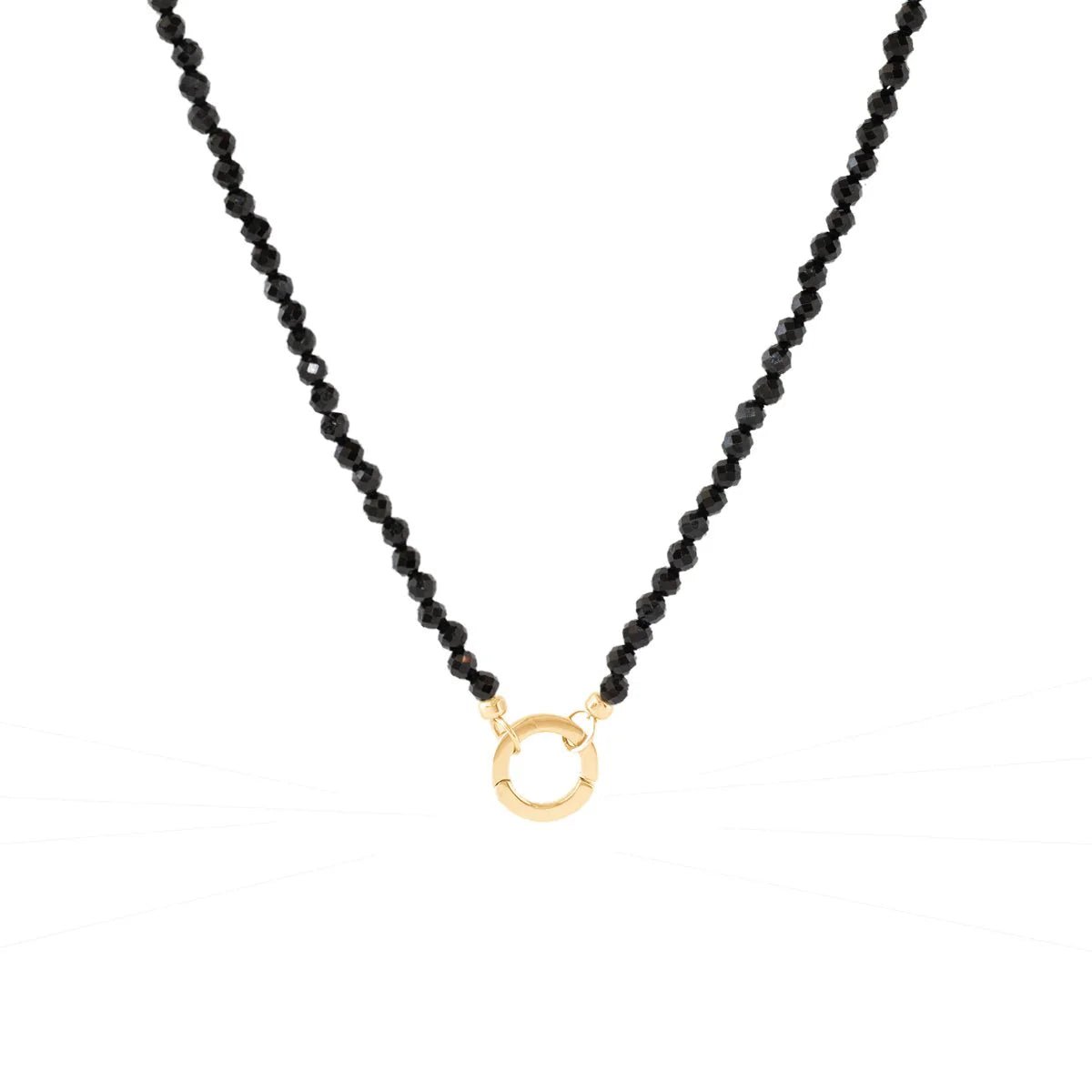 ICONIC BEADED OPEN ENDED NECKLACE - BLACK ONYX &amp; GOLD - CHOOSE CONNECTOR - SO PRETTY CARA COTTER