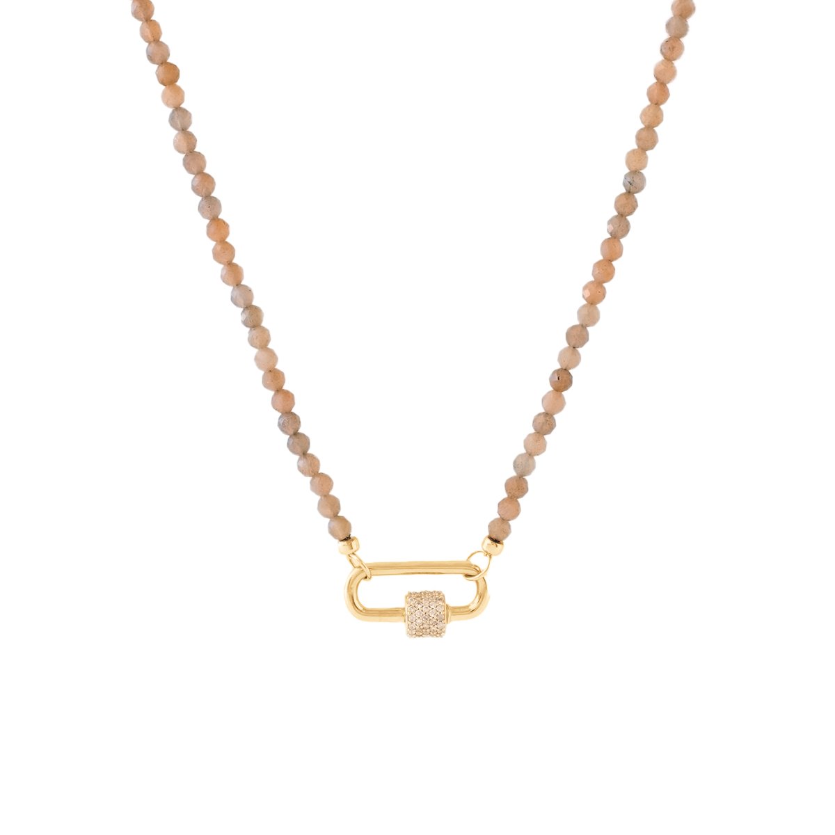 ICONIC BEADED OPEN ENDED NECKLACE - CHAI MOONSTONE &amp; GOLD - CHOOSE CONNECTOR - SO PRETTY CARA COTTER