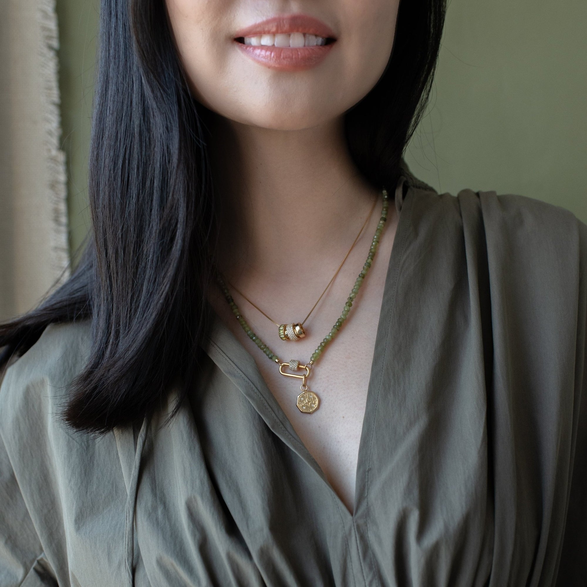 ICONIC BEADED OPEN ENDED NECKLACE - BLACK ONYX & GOLD - CHOOSE CONNECTOR - SO PRETTY CARA COTTER