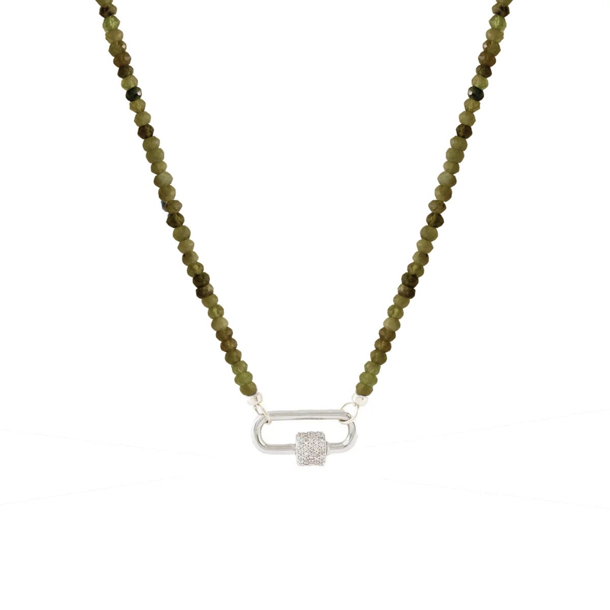 Iconic Beaded Open Ended Necklace - Juniper Vasonite & Silver - SO PRETTY CARA COTTER