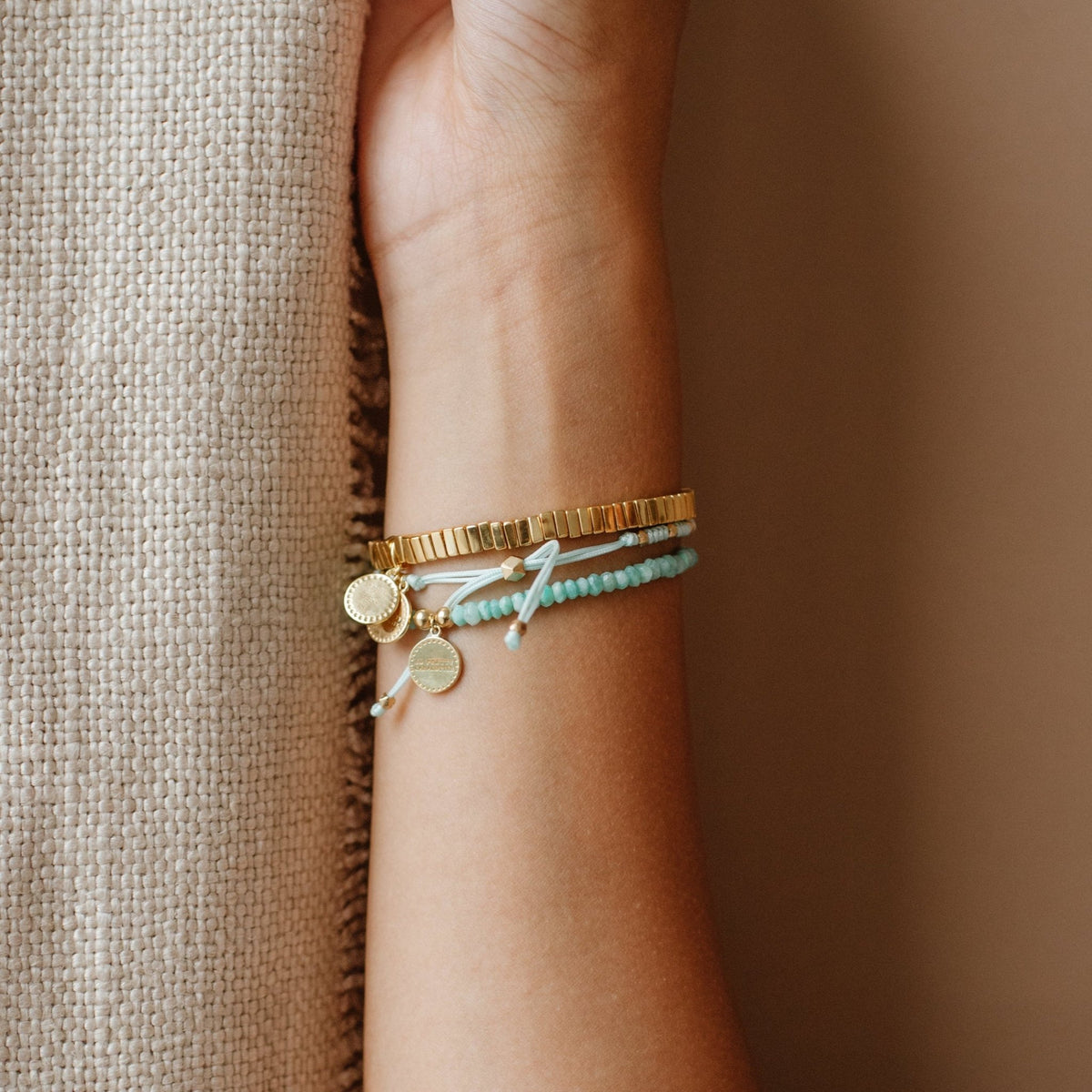 Iconic Beaded Stretch Bracelet - Amazonite - SO PRETTY CARA COTTER