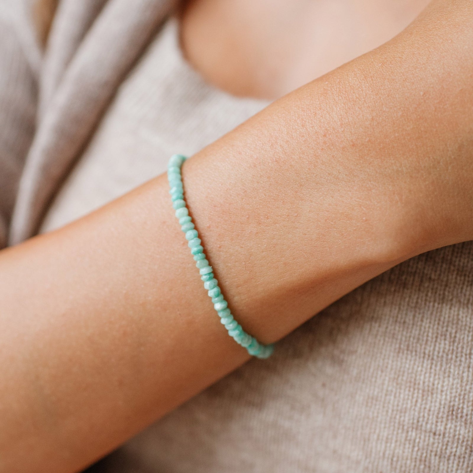 Iconic Beaded Stretch Bracelet - Amazonite - SO PRETTY CARA COTTER