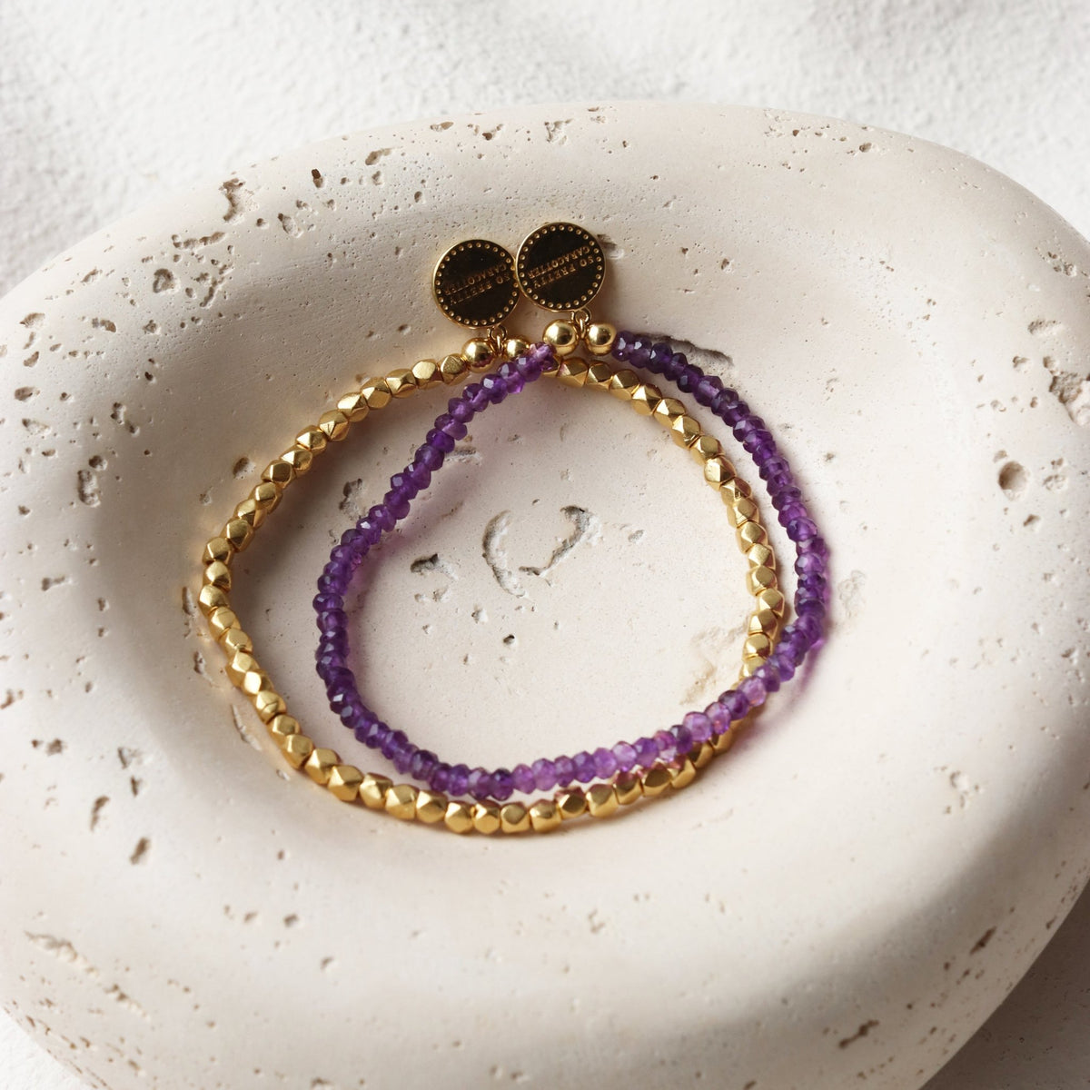 Iconic Beaded Stretch Bracelet - Amethyst - SO PRETTY CARA COTTER