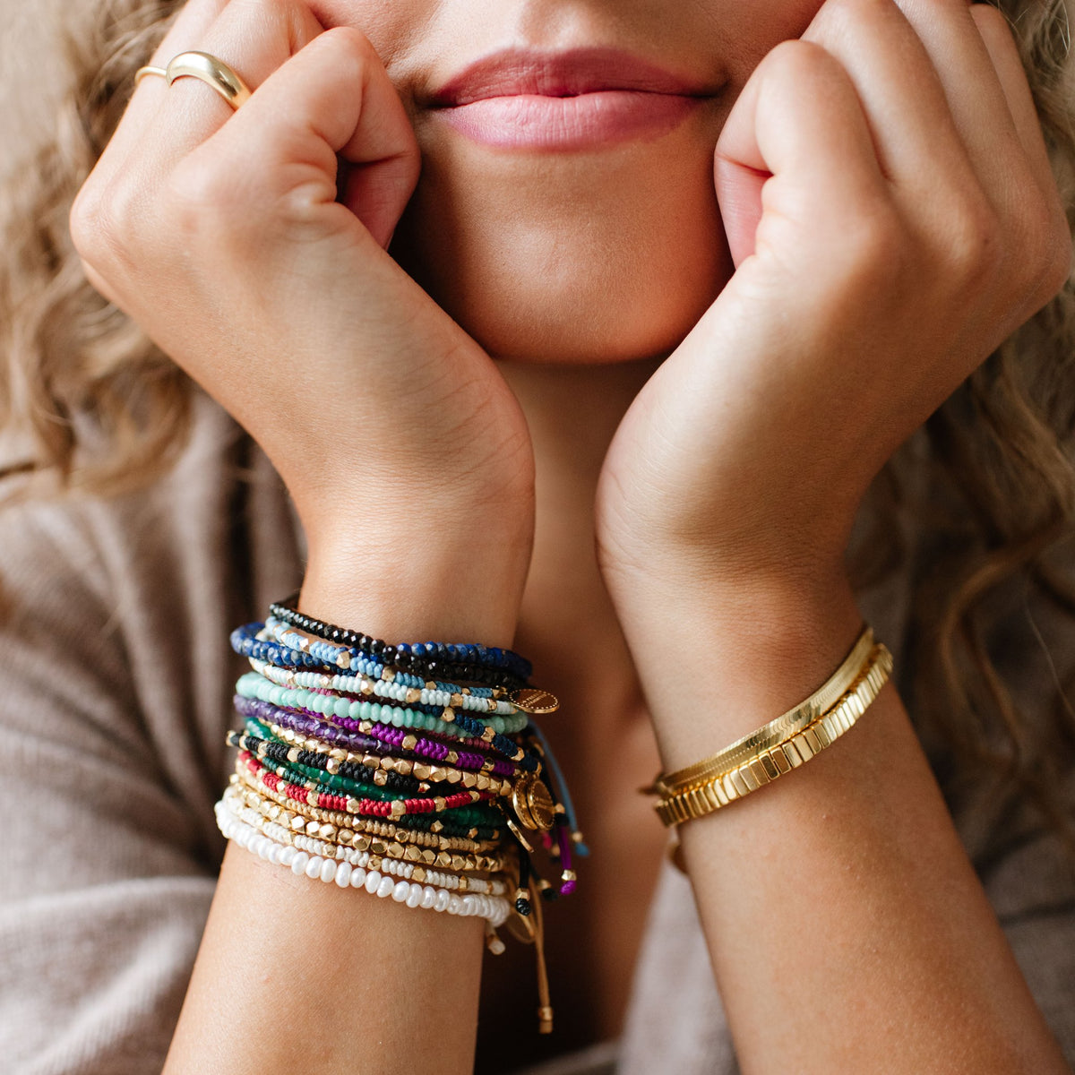 Iconic Beaded Stretch Bracelet - Black Onyx - SO PRETTY CARA COTTER