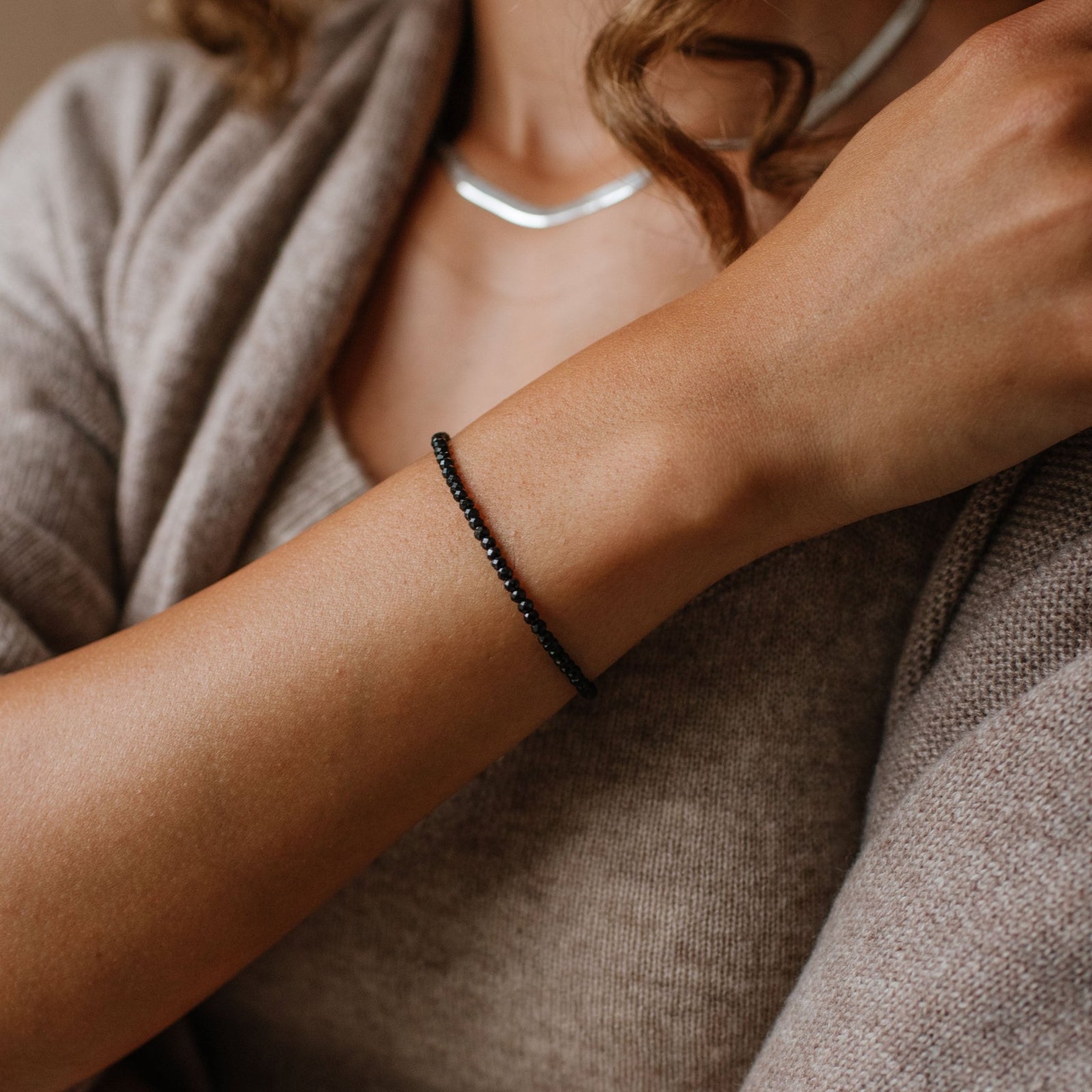 Iconic Beaded Stretch Bracelet - Black Onyx - SO PRETTY CARA COTTER