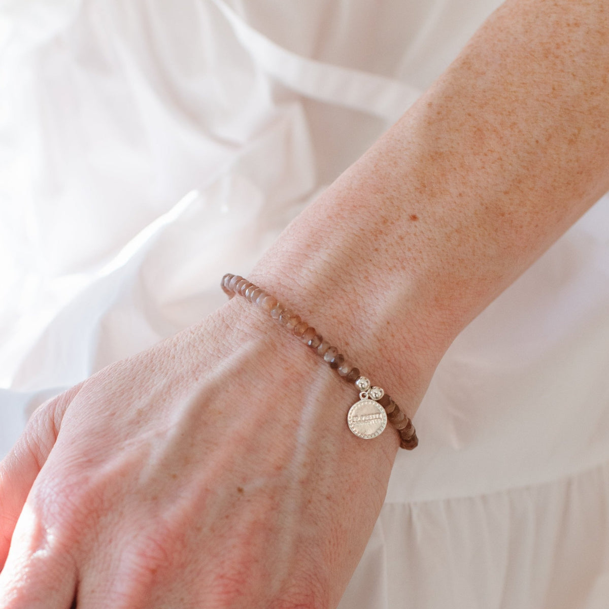 Iconic Beaded Stretch Bracelet - Chai Moonstone - SO PRETTY CARA COTTER