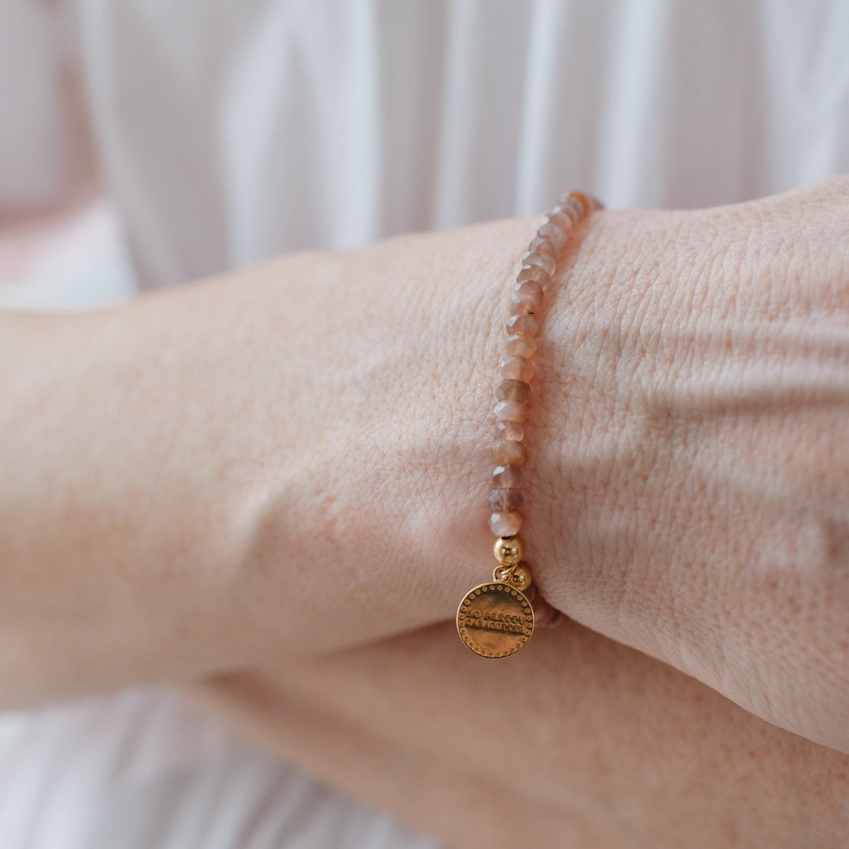 Iconic Beaded Stretch Bracelet - Chai Moonstone - SO PRETTY CARA COTTER