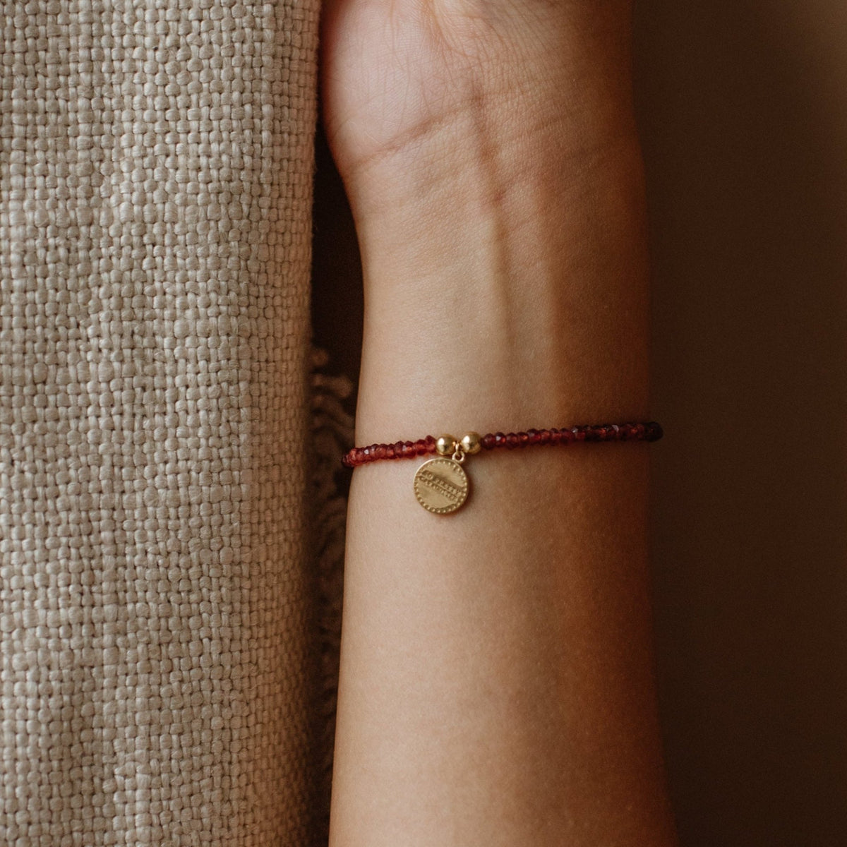 Iconic Beaded Stretch Bracelet - Garnet - SO PRETTY CARA COTTER