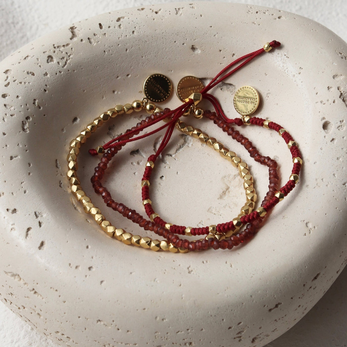Iconic Beaded Stretch Bracelet - Garnet - SO PRETTY CARA COTTER