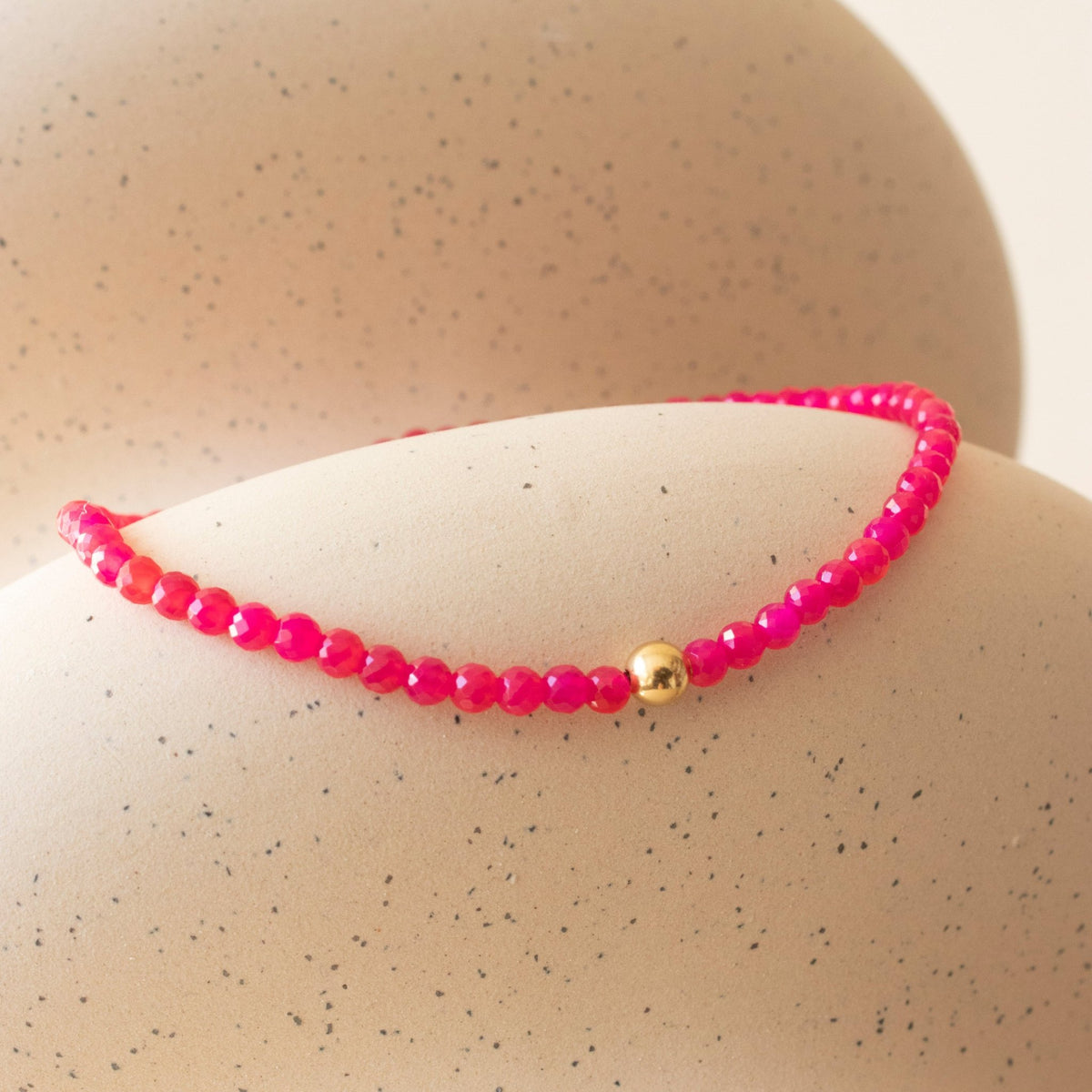 ICONIC BEADED STRETCH BRACELET - HOT PINK CHALCEDONY - SO PRETTY CARA COTTER