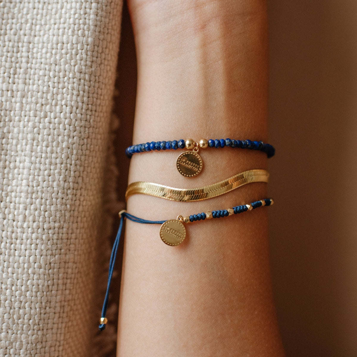 Iconic Beaded Stretch Bracelet - Lapis - SO PRETTY CARA COTTER