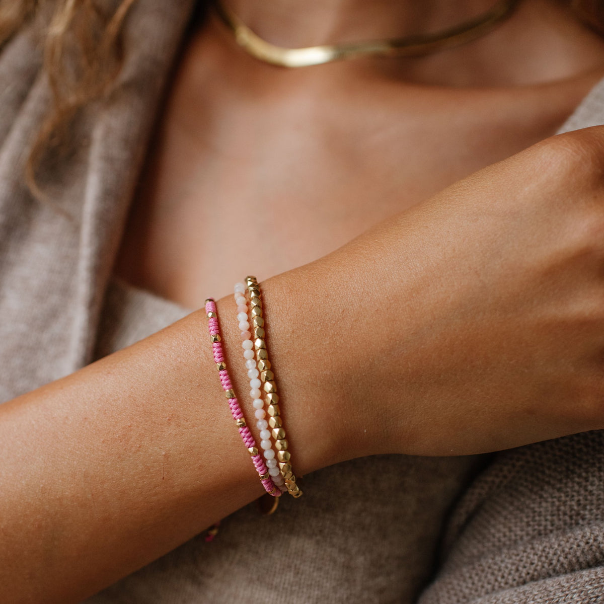 Iconic Beaded Stretch Bracelet - Pink Opal - SO PRETTY CARA COTTER