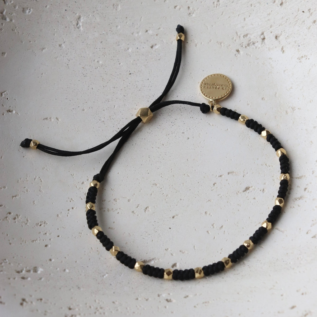 Joy Adjustable Friendship Bracelet - Black - SO PRETTY CARA COTTER