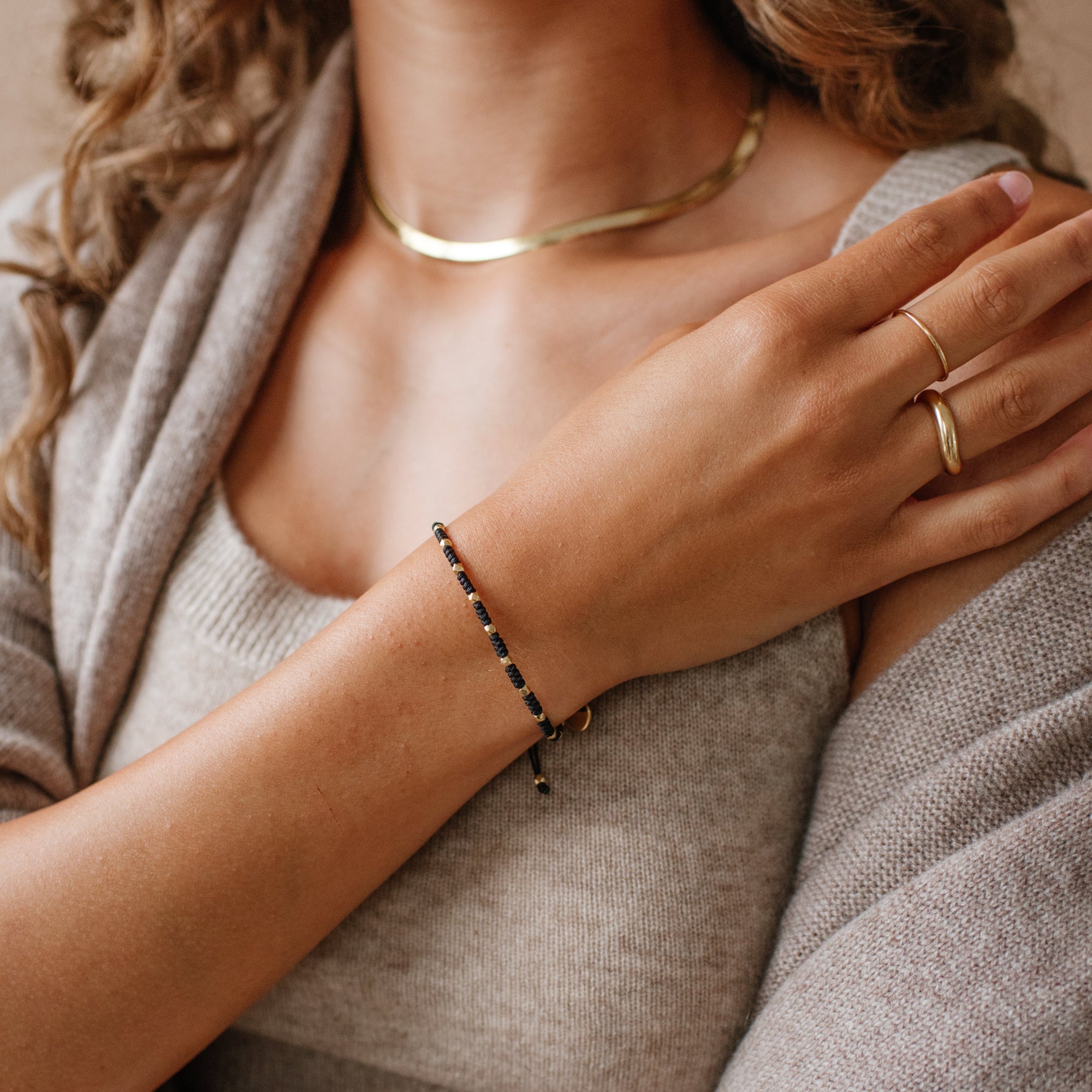 Joy Adjustable Friendship Bracelet - Black - SO PRETTY CARA COTTER