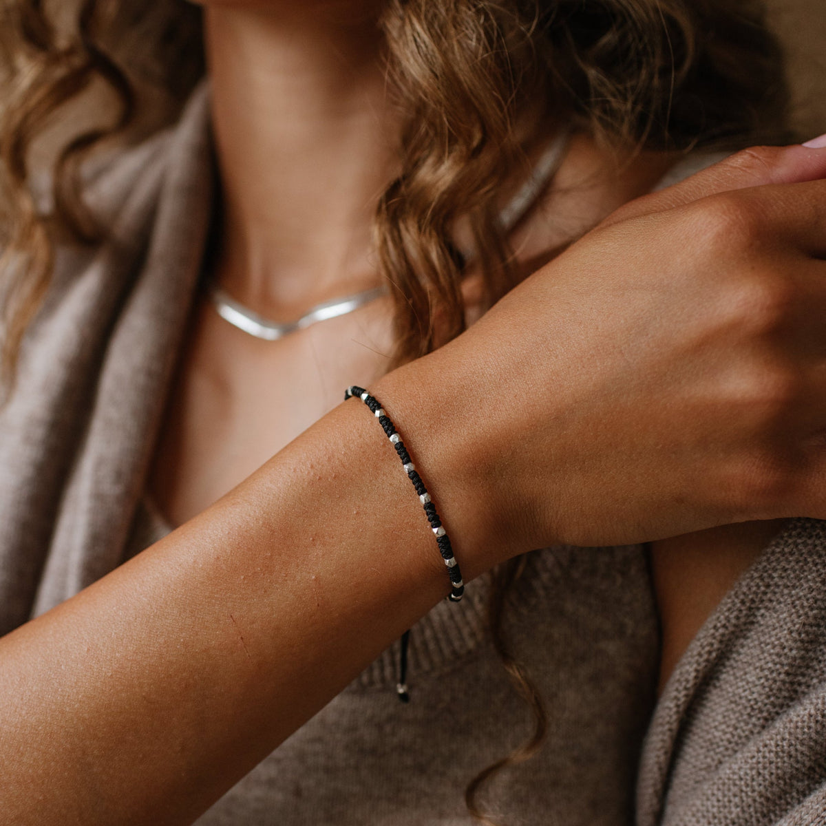 Joy Adjustable Friendship Bracelet - Black - SO PRETTY CARA COTTER