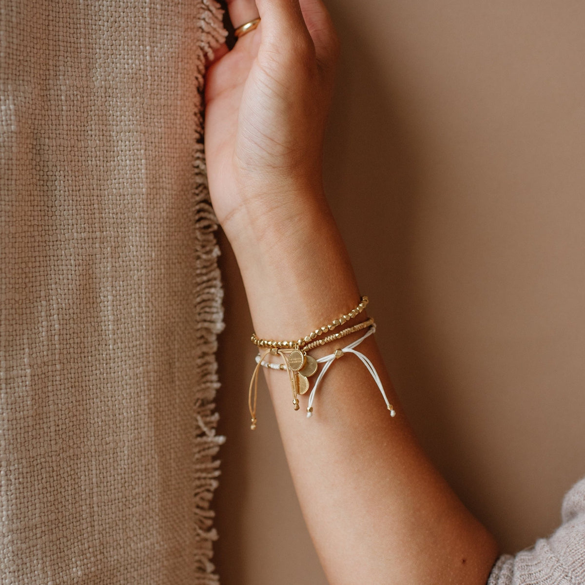 Joy Adjustable Friendship Bracelet - Cream - SO PRETTY CARA COTTER
