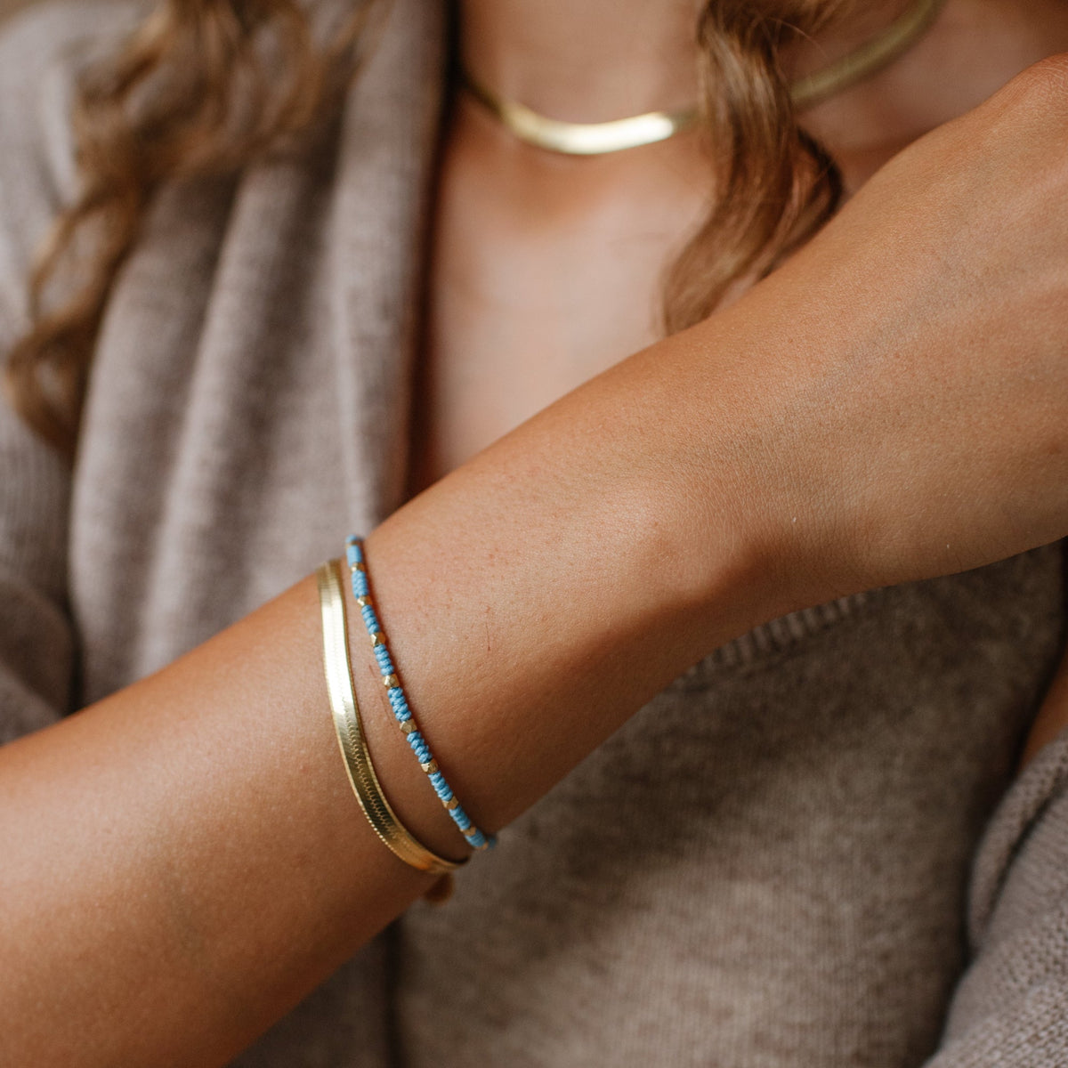 Joy Adjustable Friendship Bracelet - Denim Blue - SO PRETTY CARA COTTER