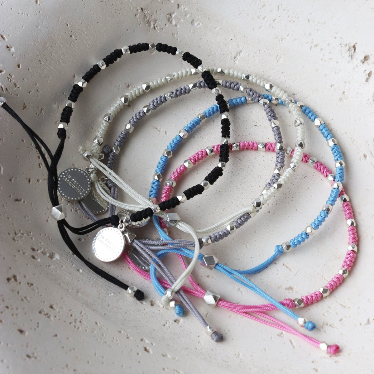 Joy Adjustable Friendship Bracelet - Grey - SO PRETTY CARA COTTER
