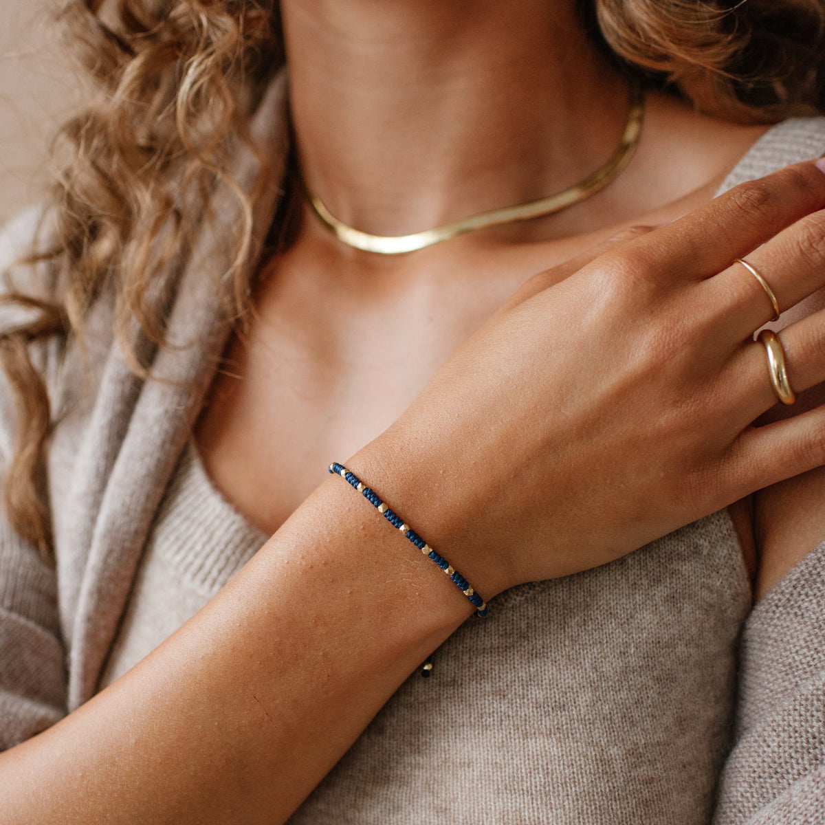 Joy Adjustable Friendship Bracelet - Navy Blue - SO PRETTY CARA COTTER