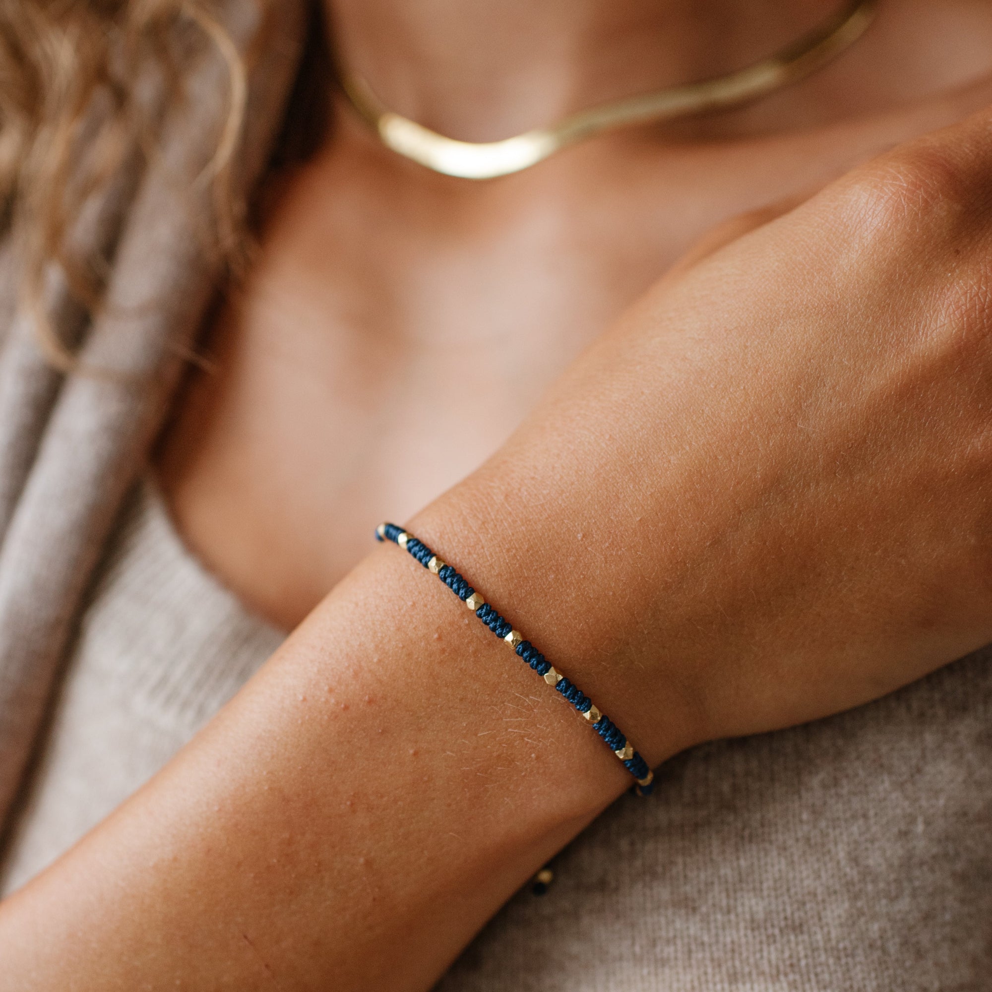 Joy Adjustable Friendship Bracelet - Navy Blue - SO PRETTY CARA COTTER
