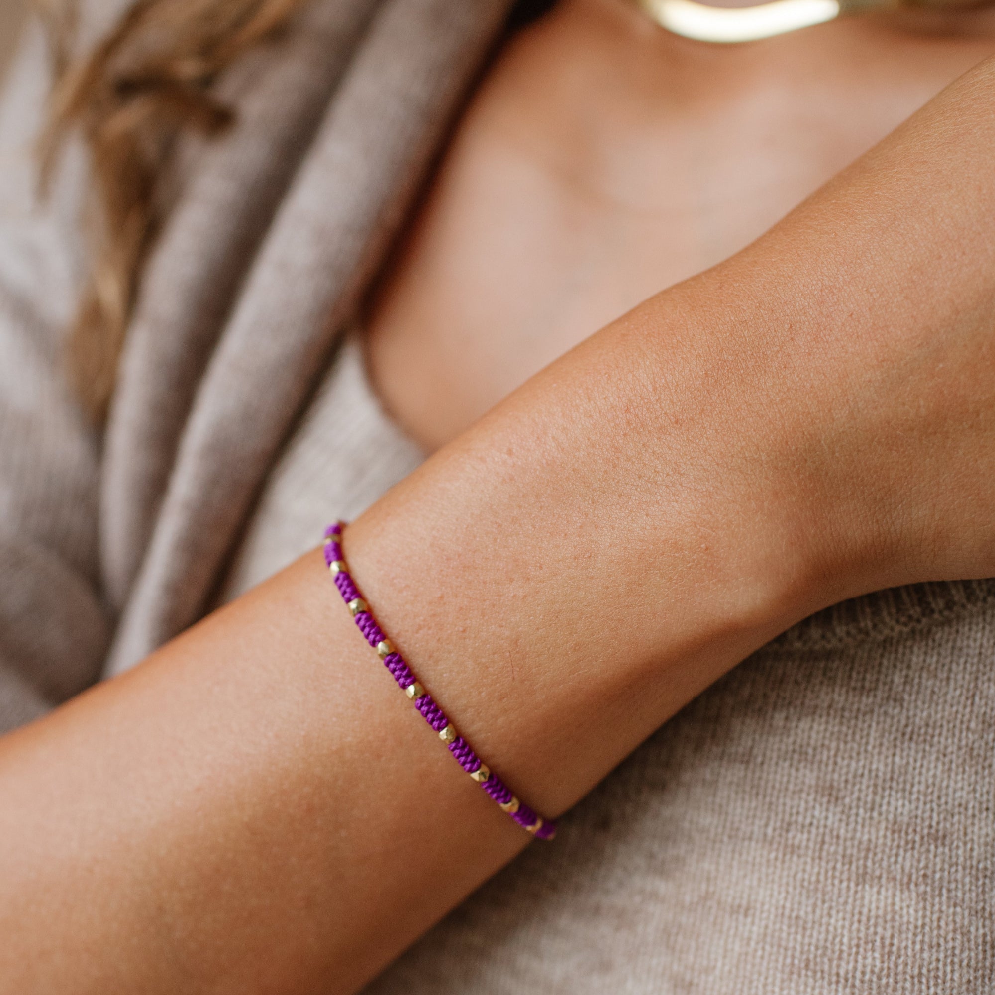 Joy Adjustable Friendship Bracelet - Purple - SO PRETTY CARA COTTER