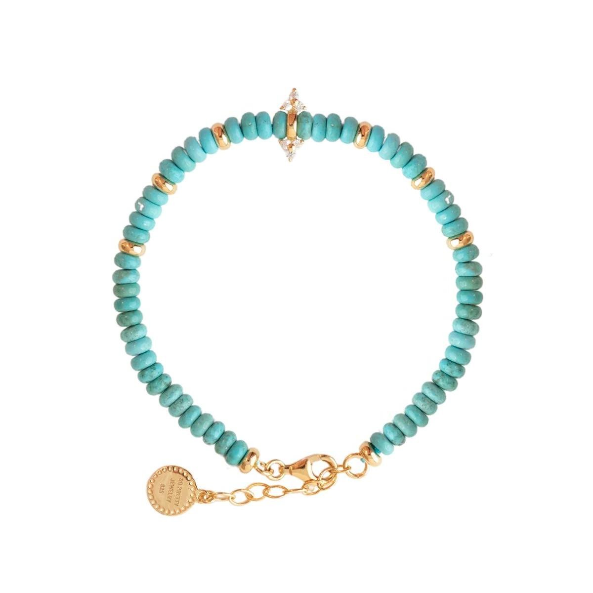 JOY BEADED CHARM BRACELET - TURQUOISE & GOLD - SO PRETTY CARA COTTER