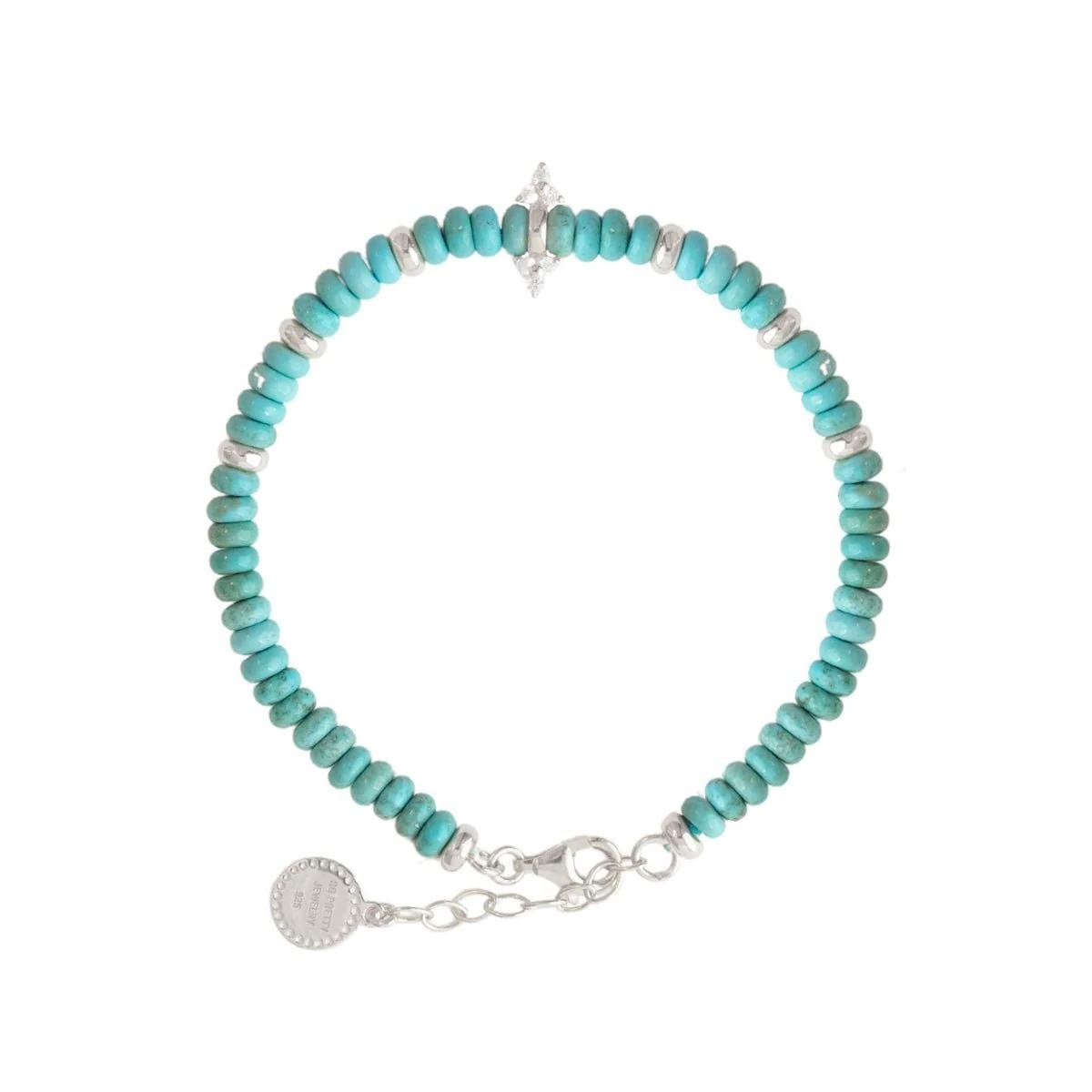 JOY BEADED CHARM BRACELET - TURQUOISE & SILVER - SO PRETTY CARA COTTER